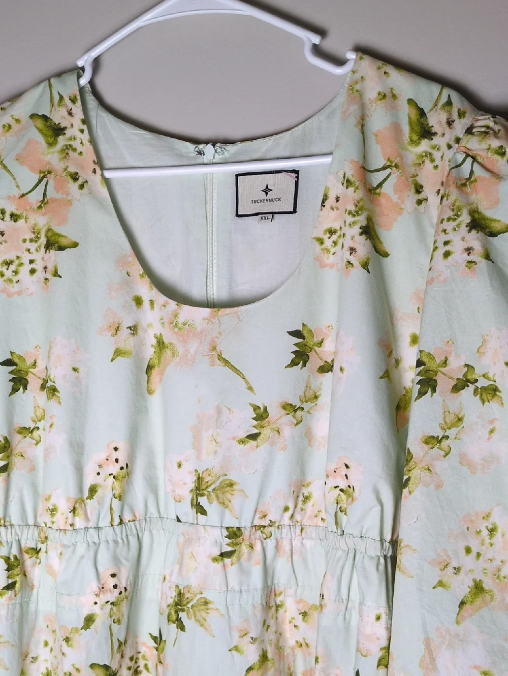 Tuckernuck Light Blue Floral Midi Dress with Puff Sleeves - Picture 7 of 11